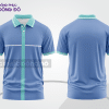 Mẫu áo polo basic đồng phục công sở màu xanh da trời phối tím kẻ dọc ctpb5520
