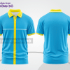 Mẫu áo thun polo basic đồng phục công ty màu xanh cyan phối vàng kẻ dọc ctpb5521