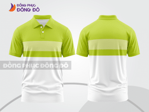 Mẫu polo basic đồng phục văn phòng màu xanh chuối phối trắng ngang ngực ctpb5545