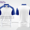 Mẫu áo thun polo basic đồng phục công sở màu trắng phối xanh dương mảng vai ctpb5585