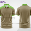 Mẫu áo polo basic đồng phục văn phòng màu nâu phối trắng mảng vai ctpb5607