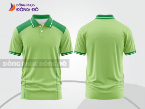 Mẫu áo thun polo basic đồng phục công ty màu xanh chuối phối trắng mảng vai ctpb5608