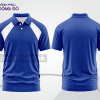 Mẫu áo polo basic đồng phục nhân viên màu xanh dương phối trắng mảng vai ctpb5629