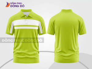 Mẫu polo basic đồng phục văn phòng màu xanh chuối phối trắng kẻ ngang ctpb5650