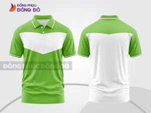 Mẫu áo polo basic đồng phục công sở màu xanh chuối phối trắng kẻ ngang ngực ctpb5787