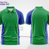 Mẫu áo polo basic đồng phục nhân viên màu xanh lá phối xanh dương mảng vai ctpb5870