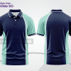 Mẫu áo polo basic đồng phục văn phòng màu xanh navy phối xanh ngọc mảng vai ctpb5877