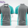 Mẫu áo thun polo basic đồng phục doanh nghiệp màu xám phối xanh ngọc mảng vai ctpb5879