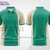 Mẫu áo polo basic đồng phục công sở màu xanh ngọc phối trắng mảng vai ctpb5881