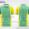 Mẫu áo polo basic đồng phục văn phòng màu xanh chuối phối xanh lá mảng vai ctpb5882