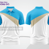Mẫu áo polo basic đồng phục công sở màu xanh cyan phối cam mảng vai ctpb5943