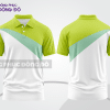 Mẫu áo thun polo basic đồng phục công ty màu xanh chuối phối trắng mảng vai ctpb5945