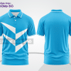 Mẫu áo polo basic đồng phục văn phòng màu xanh cyan họa tiết chữ V ctpb5963