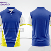 Mẫu áo polo basic đồng phục công ty màu xanh dương phối vàng họa tiết chữ V ctpb5985