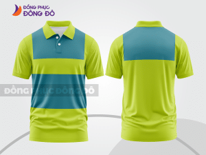 Mẫu polo basic đồng phục doanh nghiệp màu xanh chuối phối xanh dương kẻ ngang ngực ctpb6006