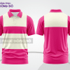 Mẫu áo polo basic đồng phục công ty màu hồng cánh sen phối trắng kẻ ngang ngực ctpb6010