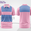 Mẫu áo thun polo basic đồng phục doanh nghiệp màu hồng phấn phối xanh dương kẻ ngang ngực ctpb6011