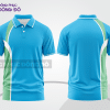 Mẫu áo polo basic đồng phục công sở màu xanh cyan phối trắng mảng vai ctpb6024
