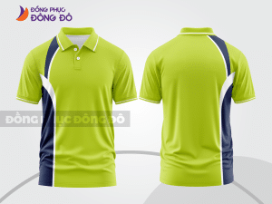 Mẫu áo thun polo basic đồng phục doanh nghiệp màu xanh chuối phối xanh rêu mảng vai ctpb6026
