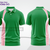 Mẫu áo polo basic đồng phục văn phòng màu xanh lá phối hồng phấn mảng vai ctpb6028
