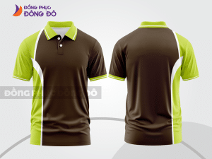 Mẫu polo basic đồng phục doanh nghiệp màu nâu phối xanh chuối kẻ dọc ctpb6046