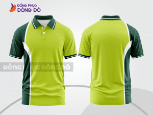 Mẫu polo basic đồng phục công sở màu xanh chuối phối xanh rêu kẻ dọc ctpb6049