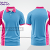 Mẫu áo polo basic đồng phục công ty màu xanh da trời phối hồng cánh sen kẻ dọc ctpb6050
