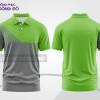 Mẫu polo basic đồng phục nhân viên màu xám phối xanh lá mảng vai ctpb6273