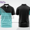 Mẫu áo polo basic đồng phục nhân viên màu xanh da trời phối đen mảng vai ctpb6283