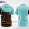 Mẫu áo polo basic đồng phục công sở màu nâu phối xanh da trời mảng vai ctpb6286