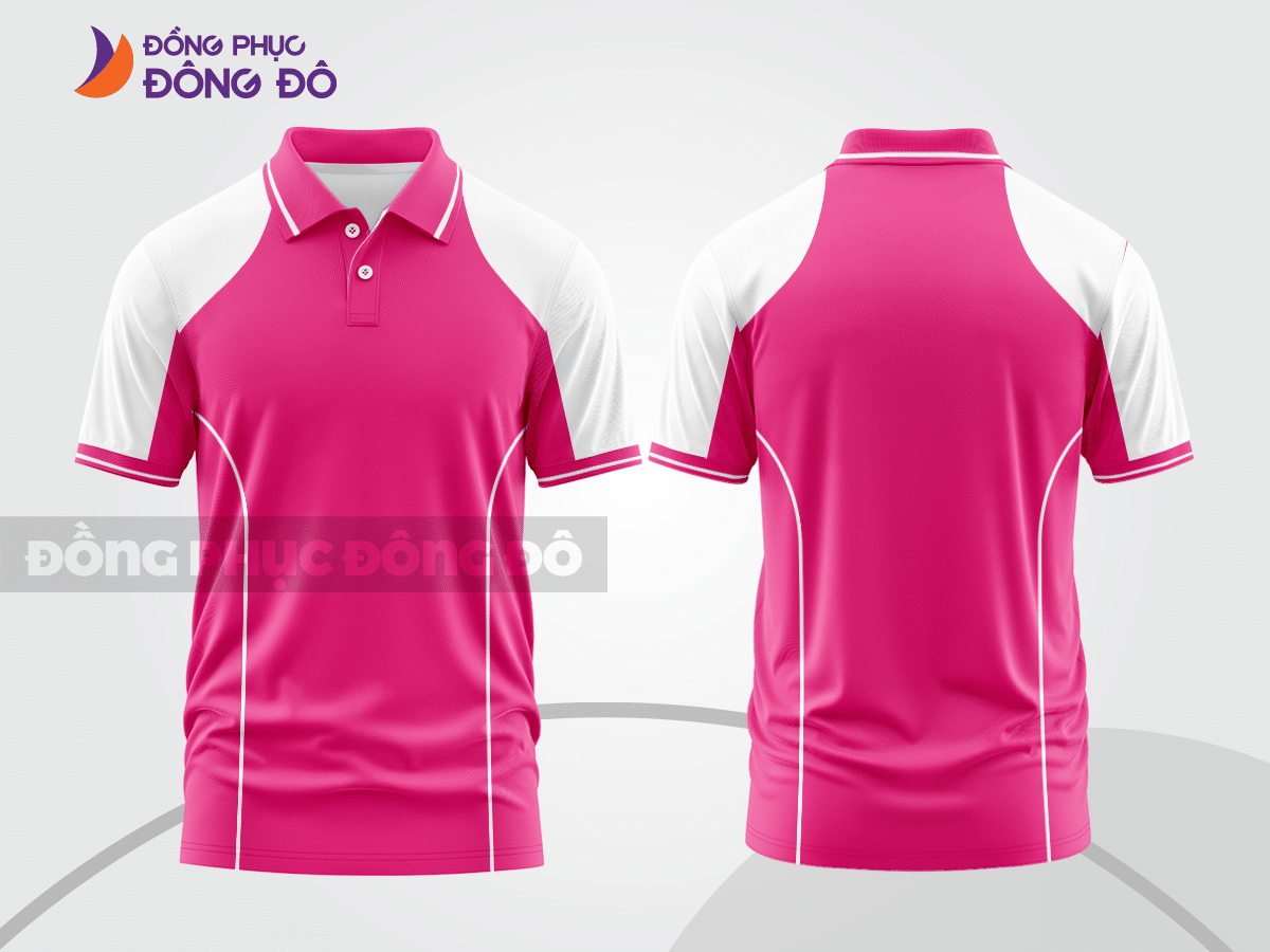 Mẫu áo polo basic đồng phục văn phòng màu hồng cánh sen trơn ctpb6295