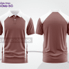Mẫu polo basic đồng phục công sở màu hồng đất phối trắng mảng vai ctpb6538