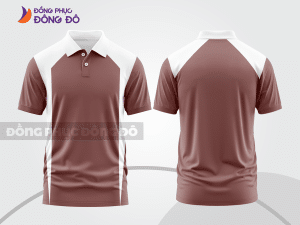 Mẫu polo basic đồng phục công sở màu hồng đất phối trắng mảng vai ctpb6538