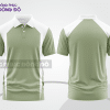 Mẫu áo polo basic đồng phục doanh nghiệp màu xanh xám phối trắng mảng vai ctpb6539