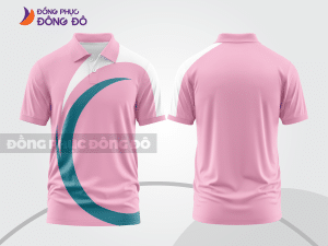 Mẫu polo basic đồng phục công ty màu hồng phấn họa tiết vòng cung ctpb6556