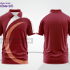 Mẫu áo polo basic đồng phục công sở màu đỏ đô họa tiết vòng cung ctpb6558