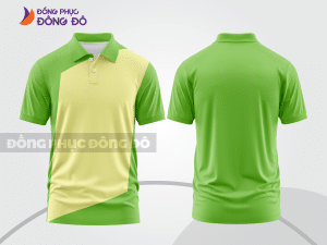 Mẫu áo polo basic đồng phục văn phòng màu xanh lá non phối kem họa tiết vòng cung ctpb6572