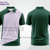 Mẫu polo basic đồng phục doanh nghiệp màu xanh rêu phối hồng phấn họa tiết vòng cung ctpb6574