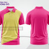 Mẫu áo polo basic đồng phục nhân viên màu hồng cánh sen phối vàng họa tiết vòng cung ctpb6575