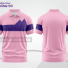 Mẫu polo basic đồng phục nhân viên màu hồng phấn phối xanh navy mảng ngang ctpb6702