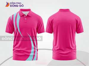 Mẫu polo basic đồng phục văn phòng màu hồng cánh sen họa tiết line cong ctpb6719