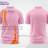 Mẫu áo polo basic đồng phục công sở màu hồng phấn phối cam họa tiết line cong ctpb6720