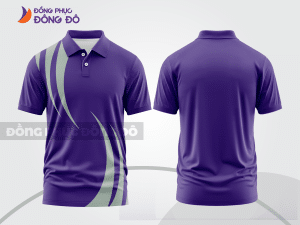 Mẫu áo polo basic đồng phục công ty màu tím phối hồng họa tiết line cong ctpb6723