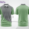 Mẫu polo basic đồng phục nhân viên màu xám phối xanh lá họa tiết chéo ctpb6777