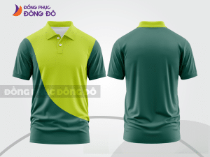 Mẫu áo polo basic đồng phục doanh nghiệp màu xanh rêu phối xanh chuối họa tiết chéo ctpb6781