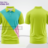Mẫu polo basic đồng phục nhân viên màu xanh chuối phối xanh ngọc mảng chéo ctpb6808