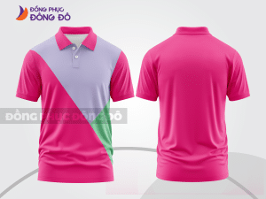 Mẫu áo polo basic đồng phục doanh nghiệp màu hồng cánh sen phối xám mảng chéo ctpb6812