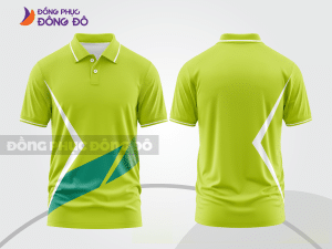Mẫu áo polo basic đồng phục doanh nghiệp màu xanh chuối phối xanh cyan họa tiết chéo ctpb6832