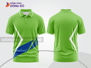 Mẫu polo basic đồng phục nhân viên màu xanh lá non phối xanh dương họa tiết chéo ctpb6833