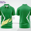 Mẫu áo polo basic đồng phục công ty màu xanh lá phối vàng họa tiết chéo ctpb6834